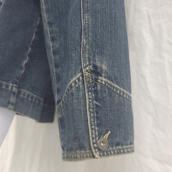 Denim Chore Jacket Workwear Utility Dark Wash Jean Coat Large Pockets Heritage - Picture 7 of 11